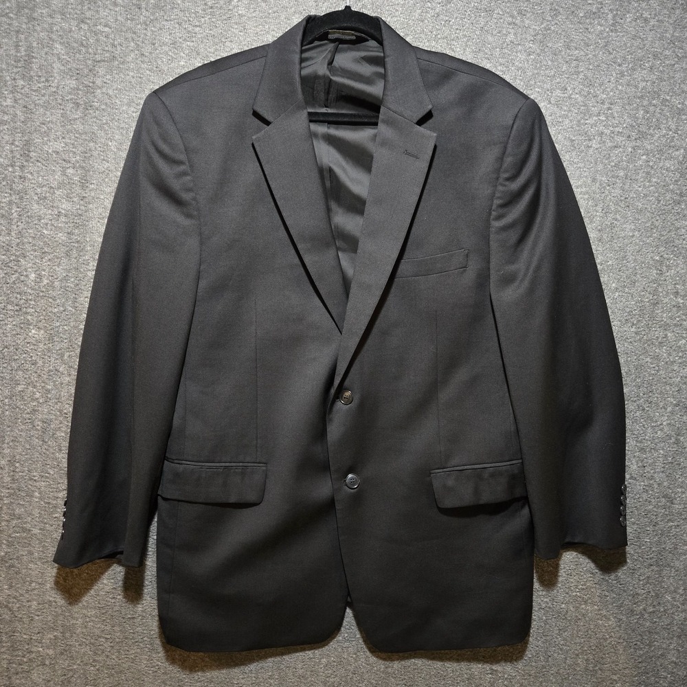 Jos A Bank Travler 44R Black Wool Blazer Mens 2 Button Sport Coat Jacket